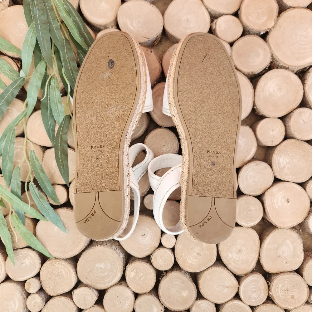 Prada Leather Espadrille Sandal Bianco - Picture 4 of 7